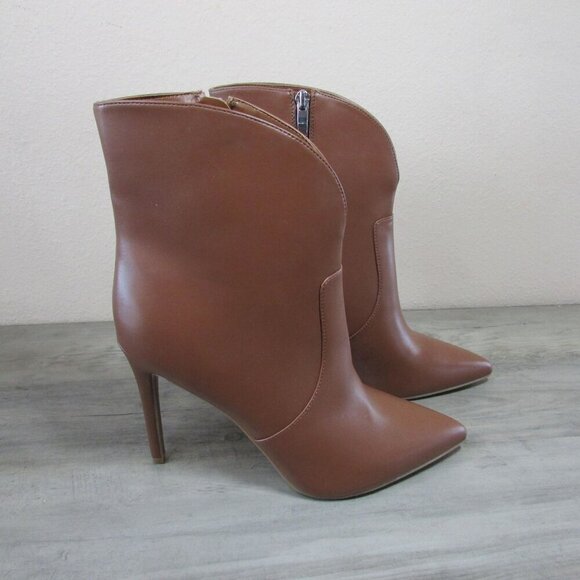 Nine West Women's 10 Tunes Tolate Pointed Toe Stiletto Booties - Brown - Picture 1 of 6